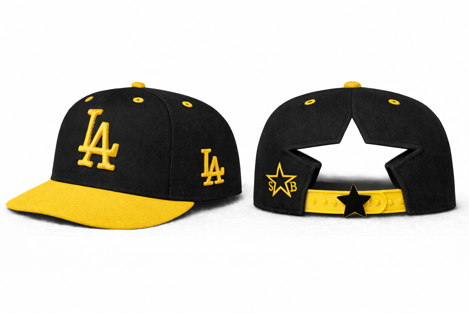 Black and yellow LA starback hat.